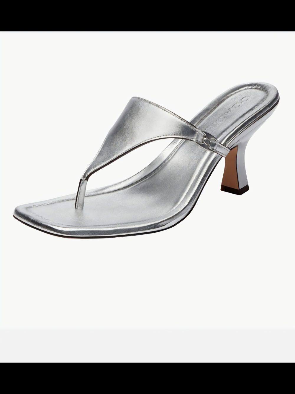 Coach Silver Metallic Thong Heel Sandal